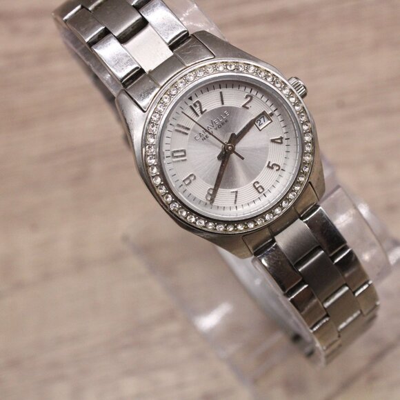 Caravelle Watch Womens Silver Tone Stainless Steel Classic Rhinestones Dial - Picture 4 of 9